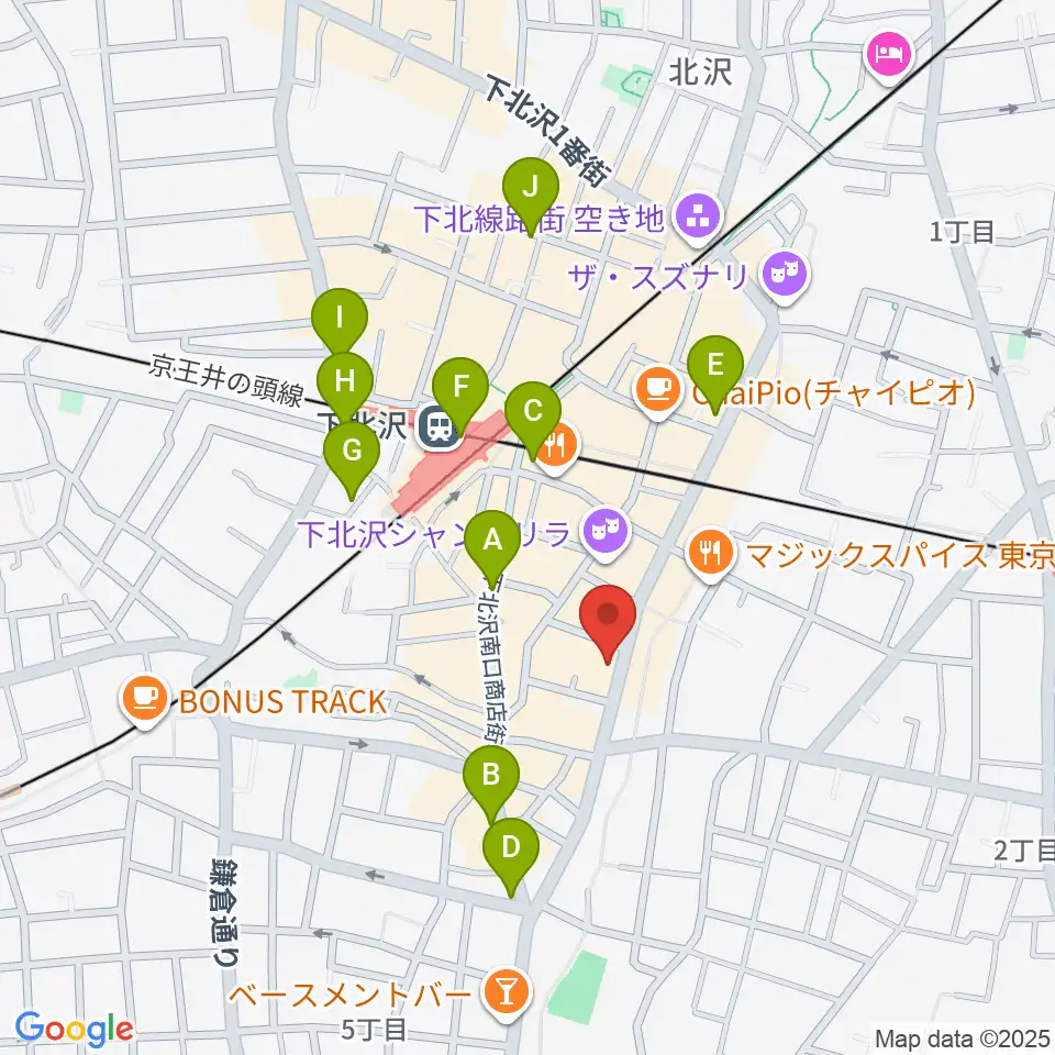 下北沢MOSAiC周辺のコンビニエンスストア一覧地図