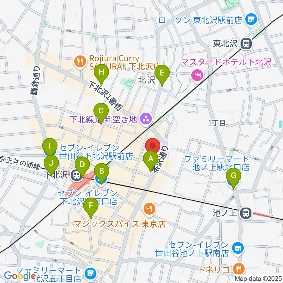 北沢タウンホール周辺のコンビニエンスストア一覧地図