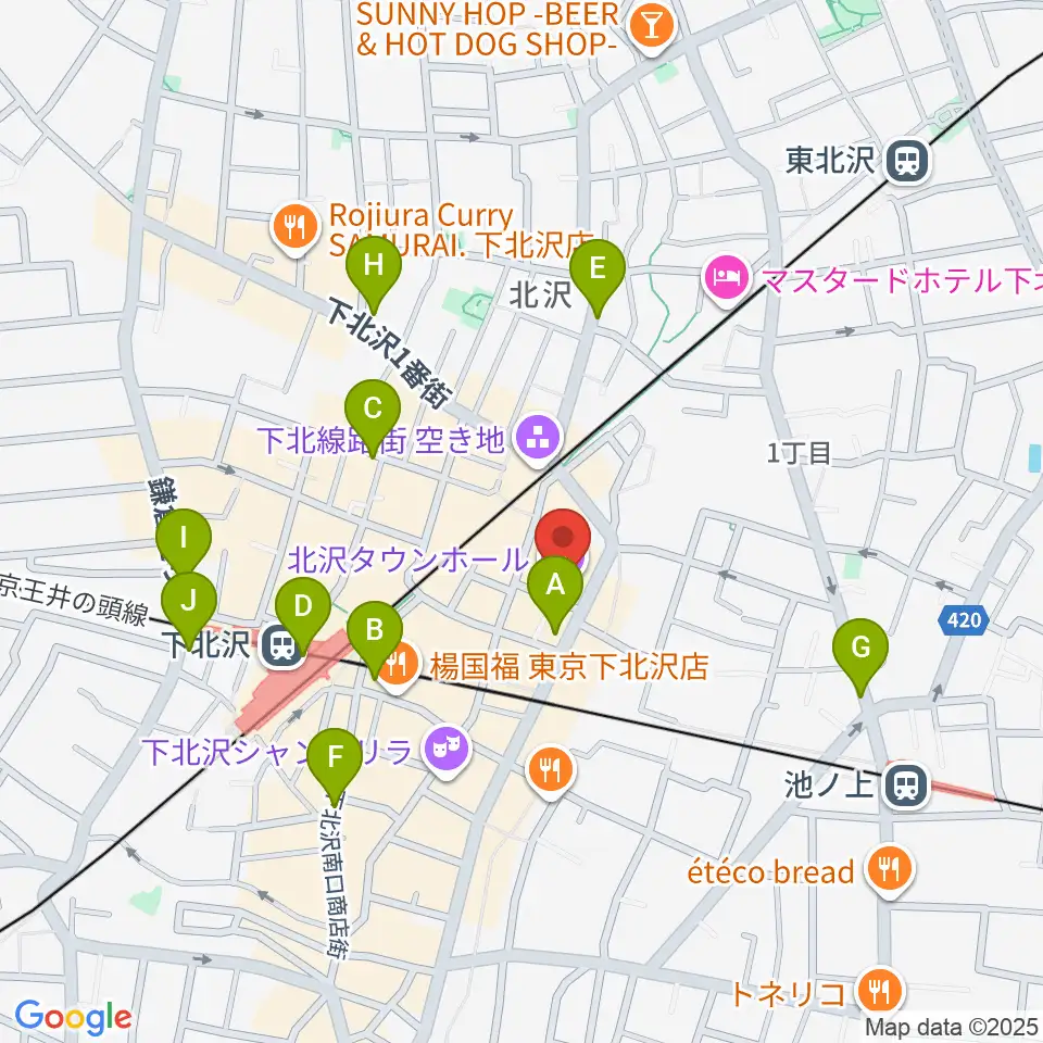 北沢タウンホール周辺のコンビニエンスストア一覧地図