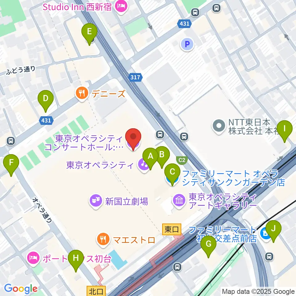 東京オペラシティ周辺のコンビニエンスストア一覧地図