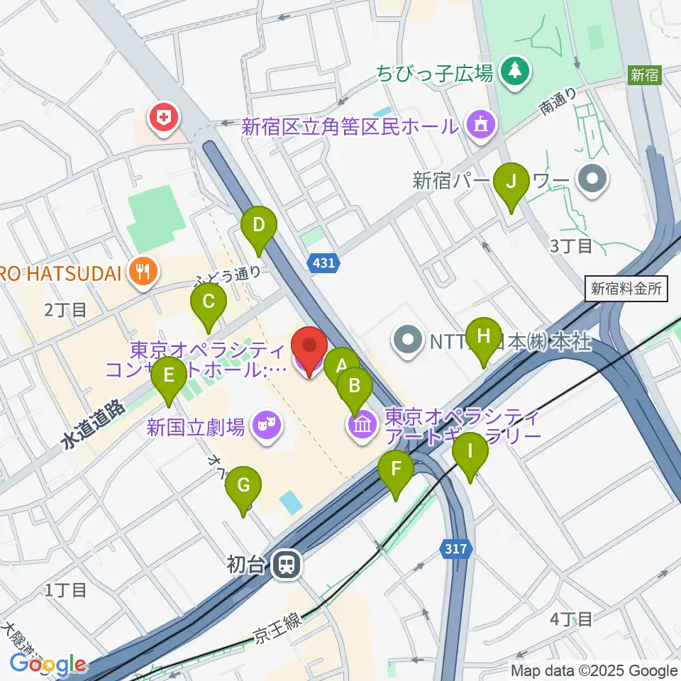 東京オペラシティ周辺のコンビニエンスストア一覧地図