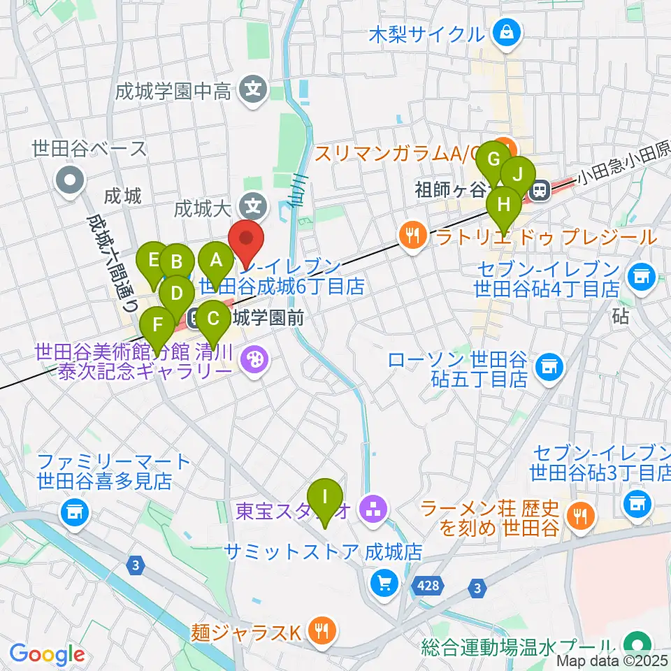 成城ホール周辺のコンビニエンスストア一覧地図