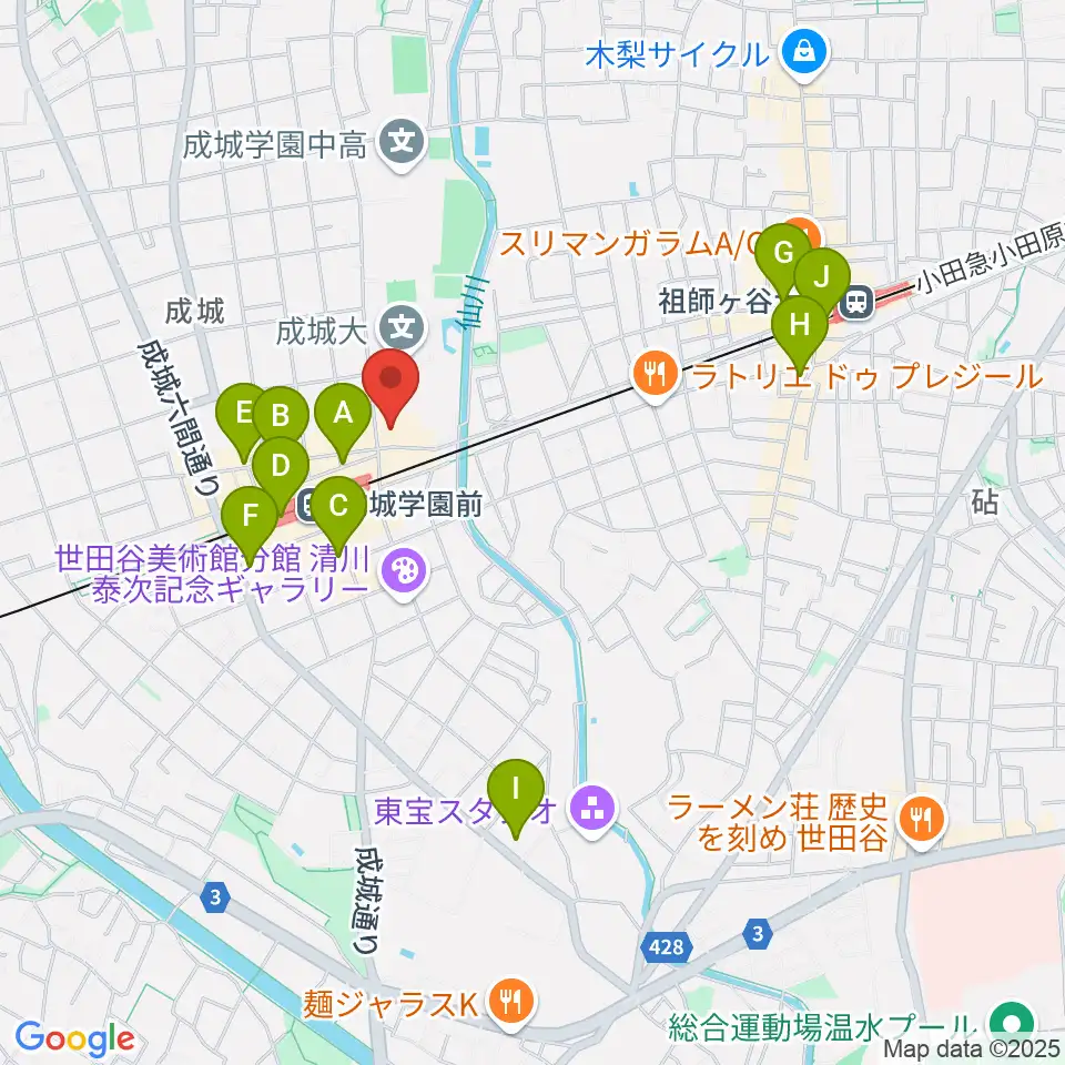 成城ホール周辺のコンビニエンスストア一覧地図