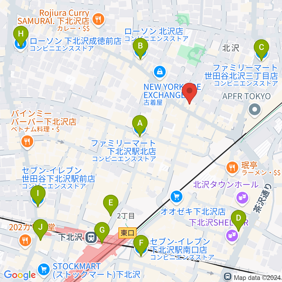 下北沢アーチスト周辺のコンビニエンスストア一覧地図