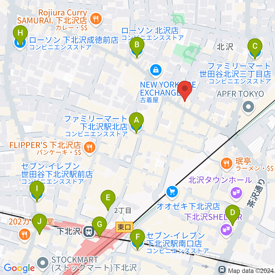 下北沢アーチスト周辺のコンビニエンスストア一覧地図