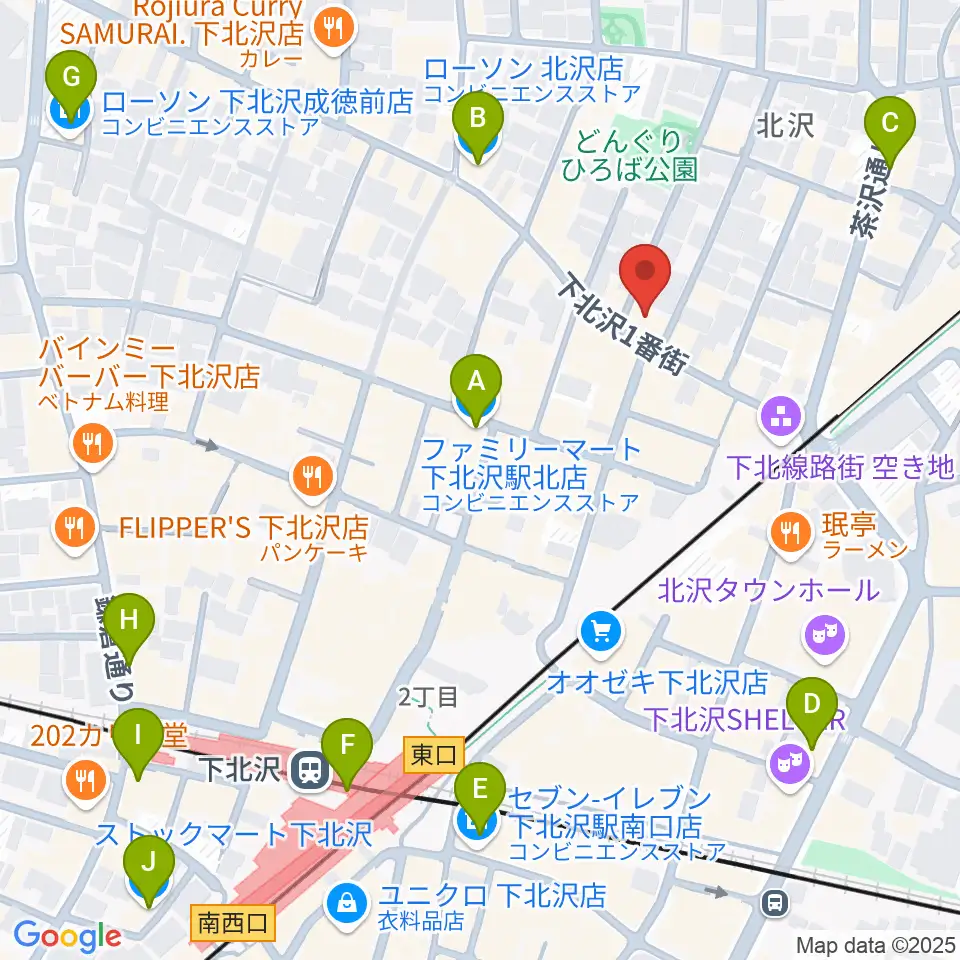 下北沢アーチスト周辺のコンビニエンスストア一覧地図