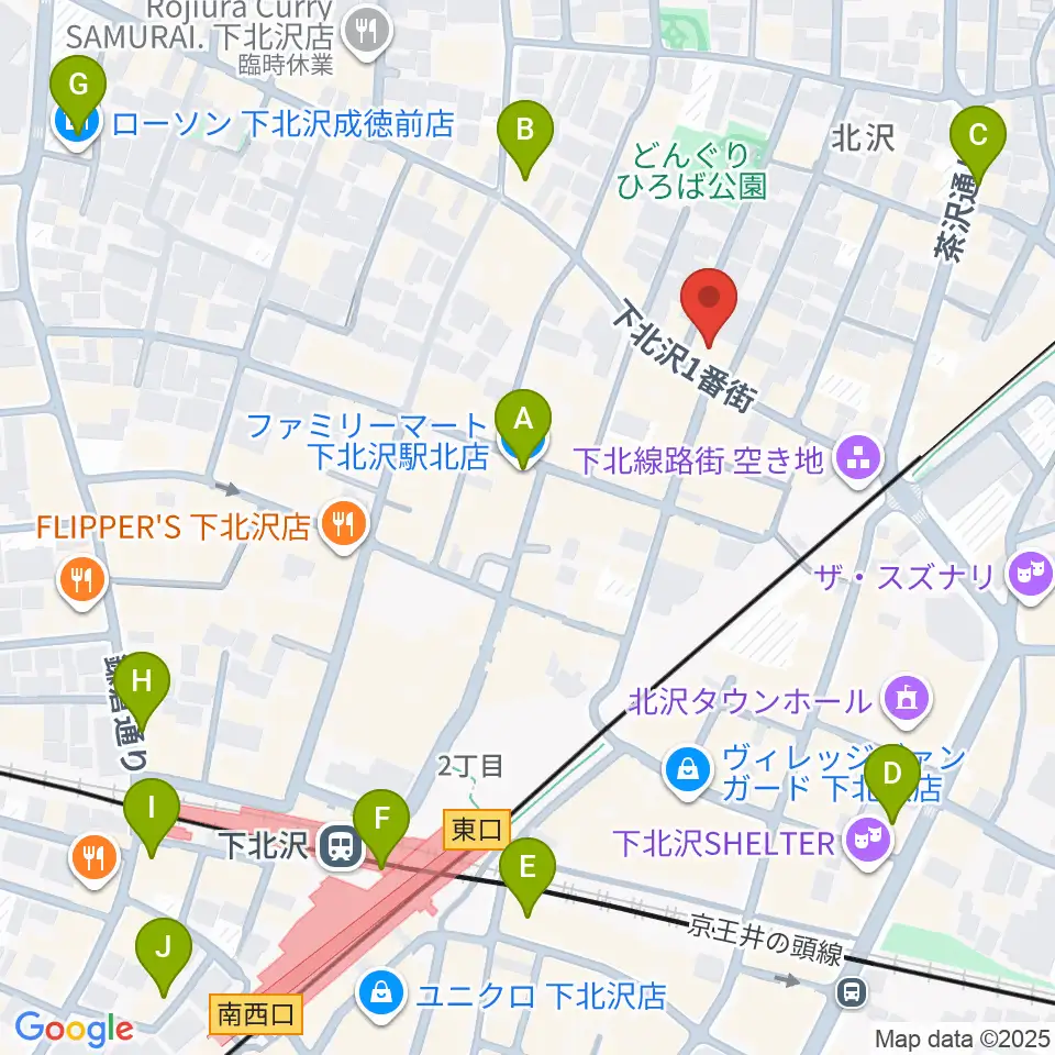 下北沢アーチスト周辺のコンビニエンスストア一覧地図