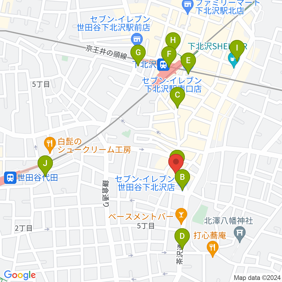 下北沢CLUB251周辺のコンビニエンスストア一覧地図