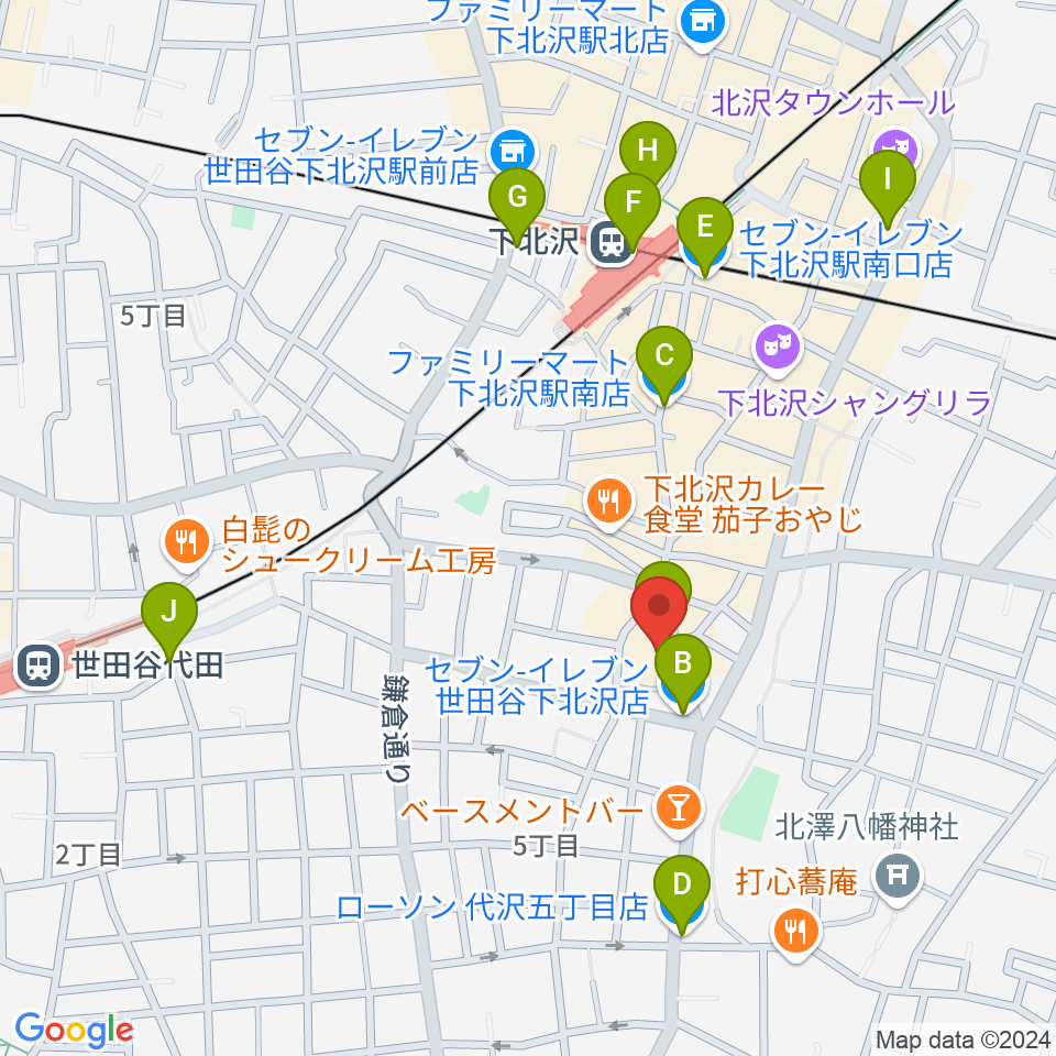 下北沢CLUB251周辺のコンビニエンスストア一覧地図