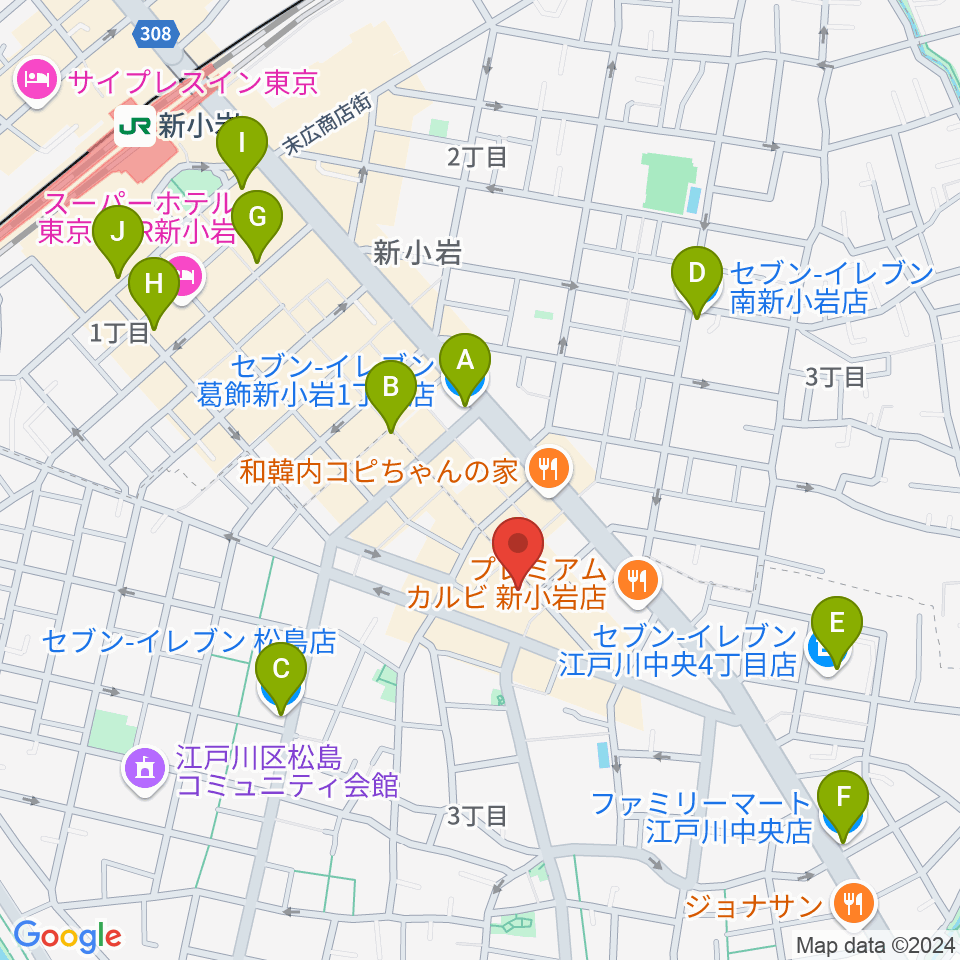 新小岩チッピー周辺のコンビニエンスストア一覧地図