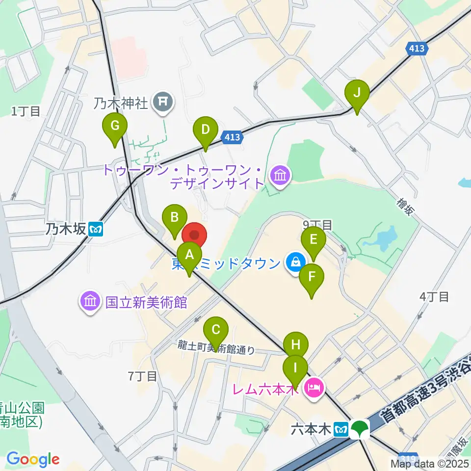 六本木オールオブミークラブ周辺のコンビニエンスストア一覧地図