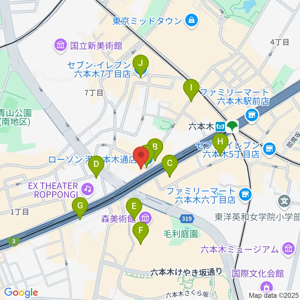 六本木マイスコッチ周辺のコンビニエンスストア一覧地図