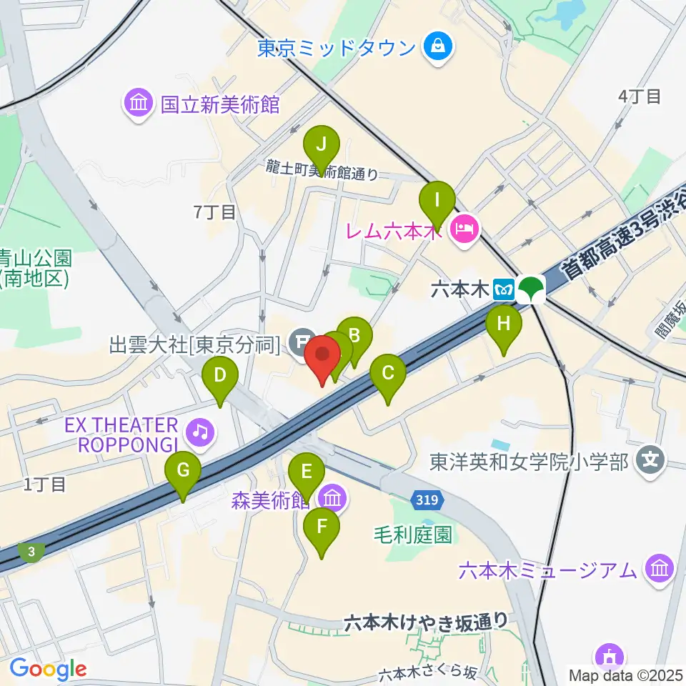 六本木マイスコッチ周辺のコンビニエンスストア一覧地図