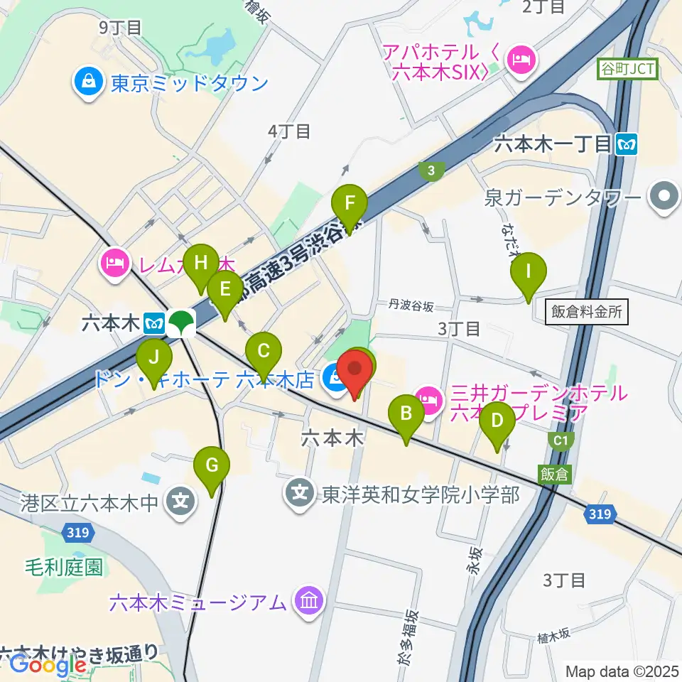 六本木Piano Bar IZUMI周辺のコンビニエンスストア一覧地図