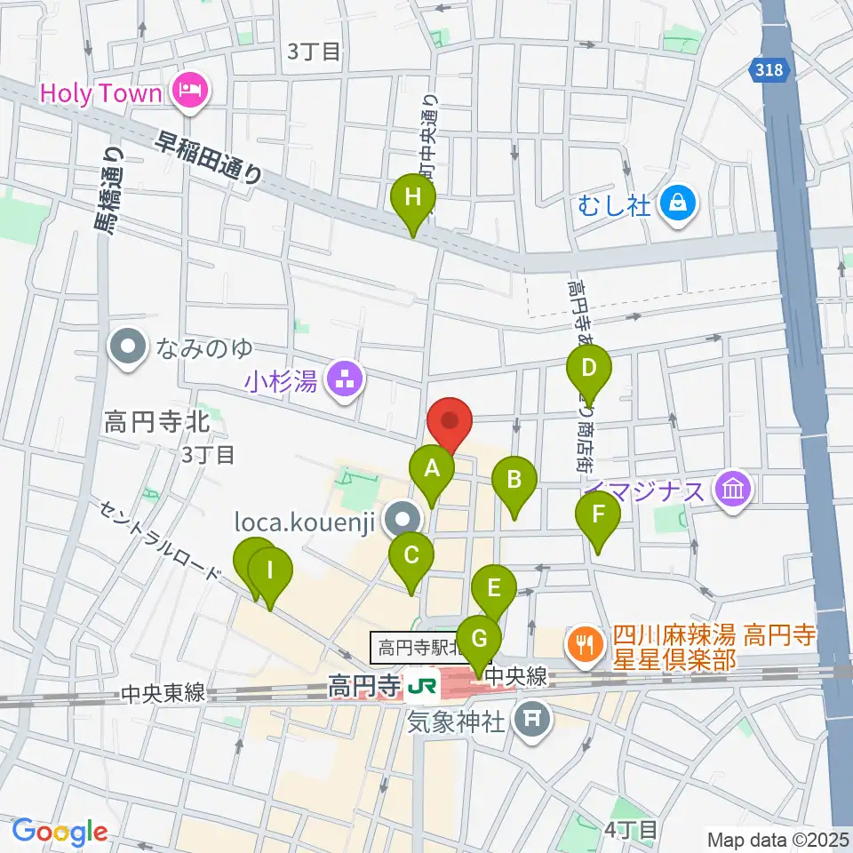 高円寺ムーンストンプ周辺のコンビニエンスストア一覧地図