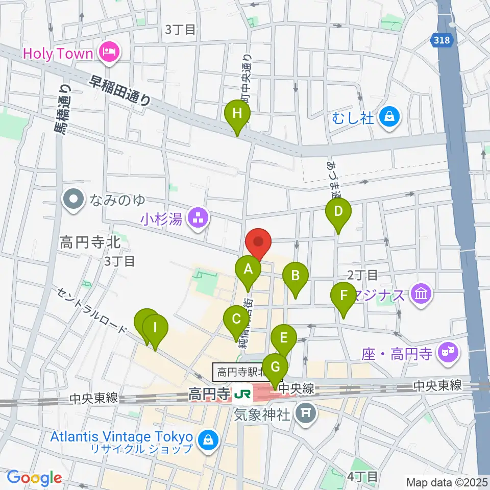高円寺ムーンストンプ周辺のコンビニエンスストア一覧地図
