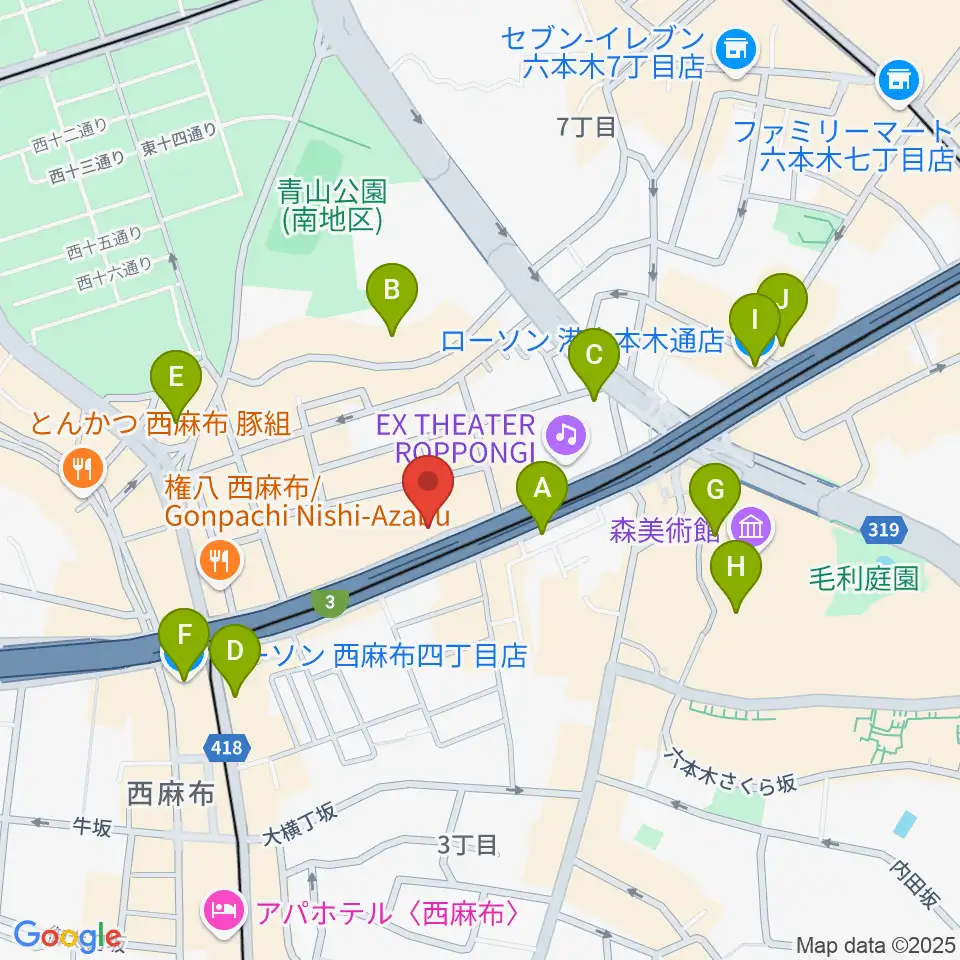 西麻布 新世界周辺のコンビニエンスストア一覧地図