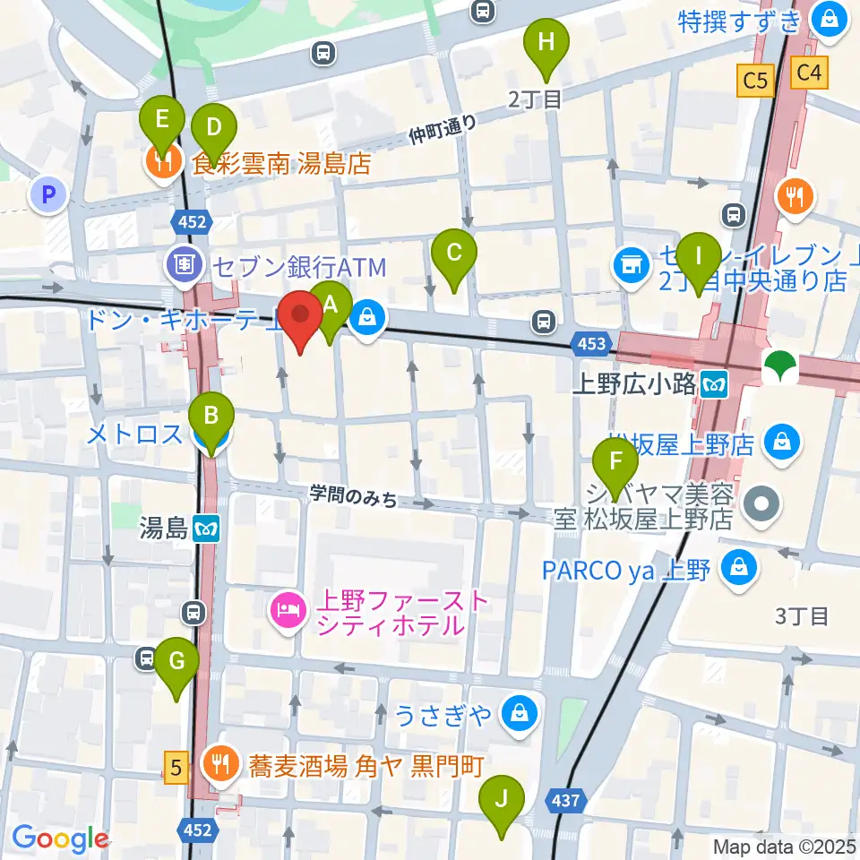 湯島カスター周辺のコンビニエンスストア一覧地図