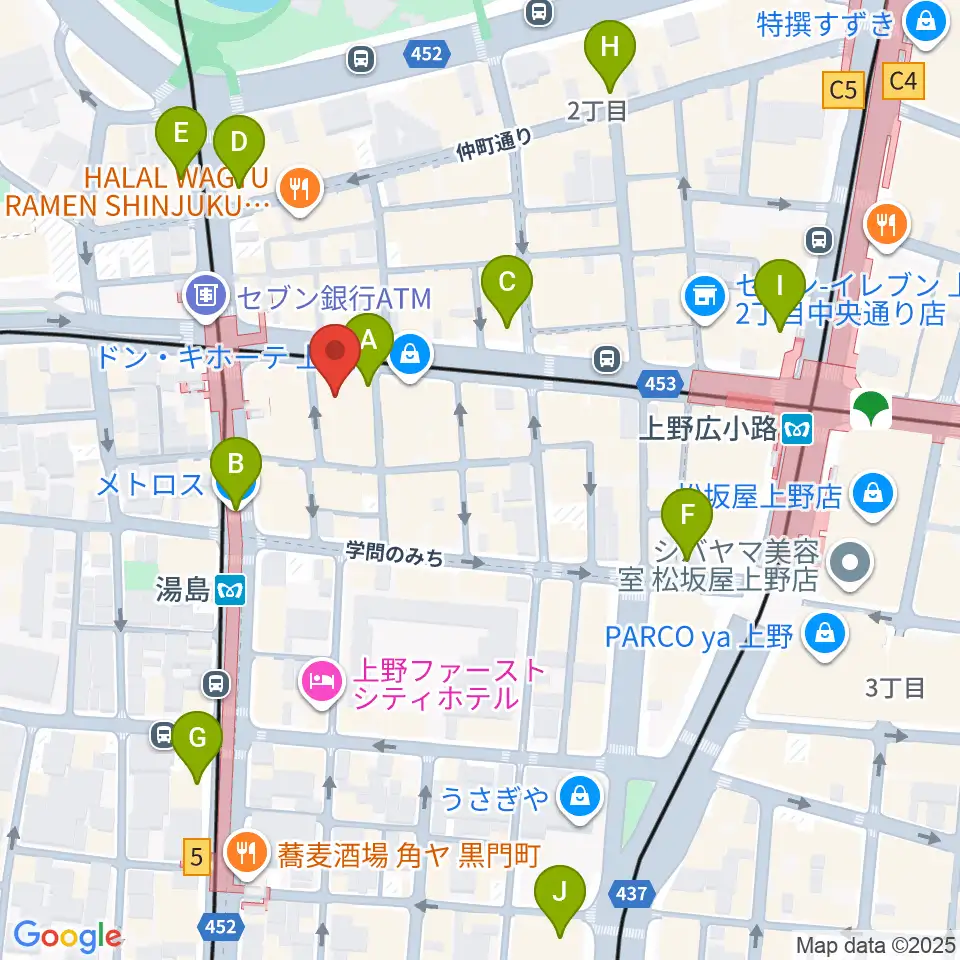 湯島カスター周辺のコンビニエンスストア一覧地図