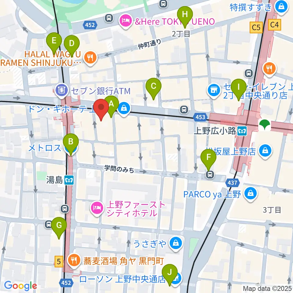 湯島カスター周辺のコンビニエンスストア一覧地図