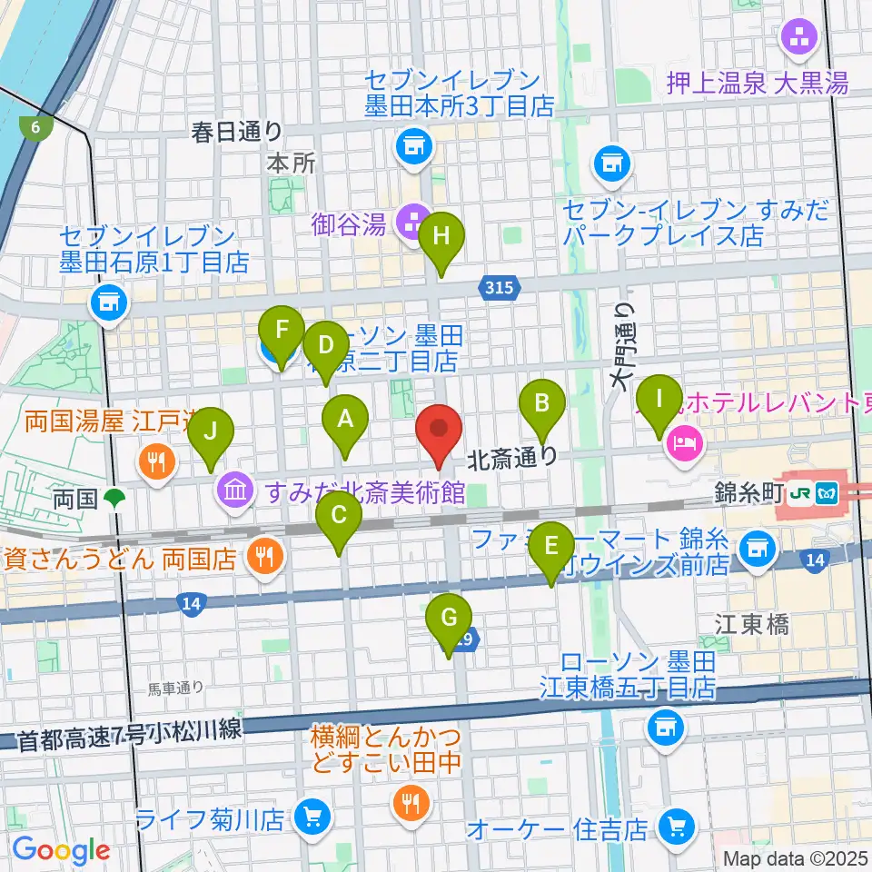 錦糸町J-flow周辺のコンビニエンスストア一覧地図