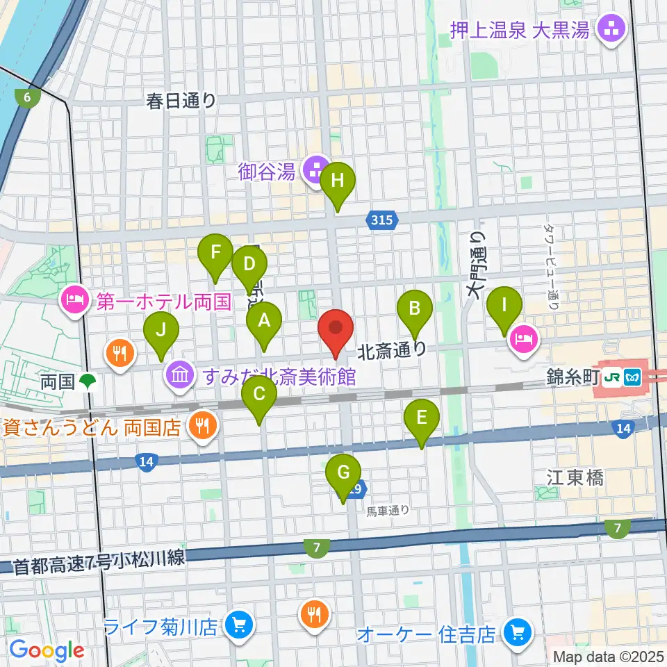 錦糸町J-flow周辺のコンビニエンスストア一覧地図