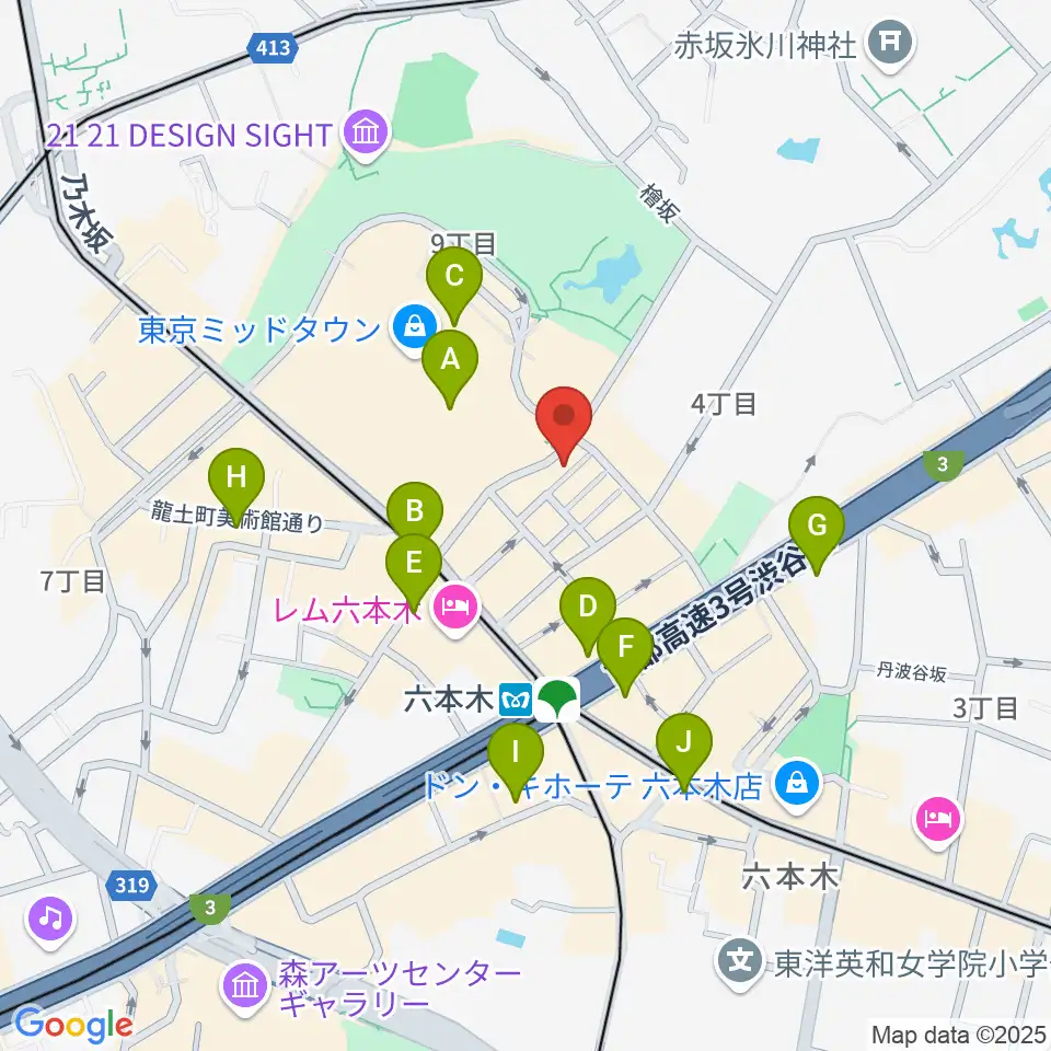 六本木ライブハウスZ周辺のコンビニエンスストア一覧地図