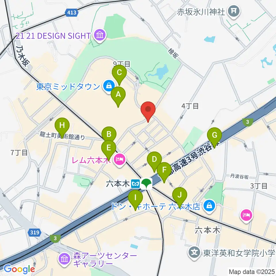 六本木ライブハウスＺ周辺のコンビニエンスストア一覧地図