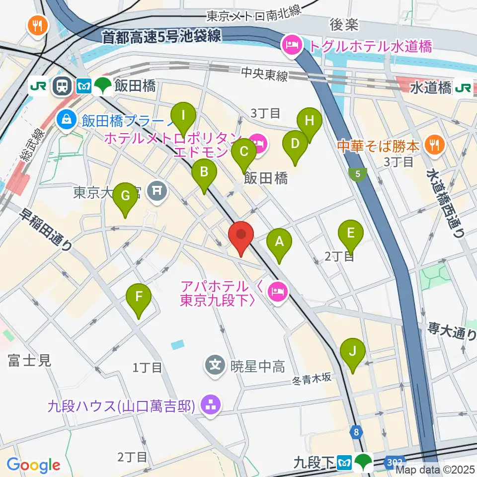 飯田橋スペースウィズ周辺のコンビニエンスストア一覧地図