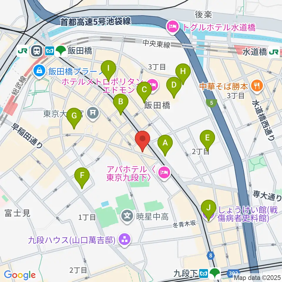 飯田橋スペースウィズ周辺のコンビニエンスストア一覧地図