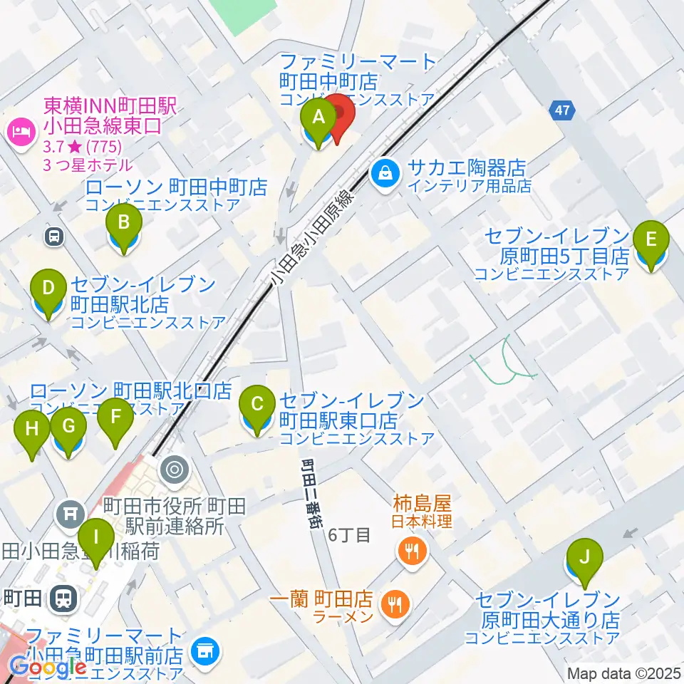 町田The Play House周辺のコンビニエンスストア一覧地図