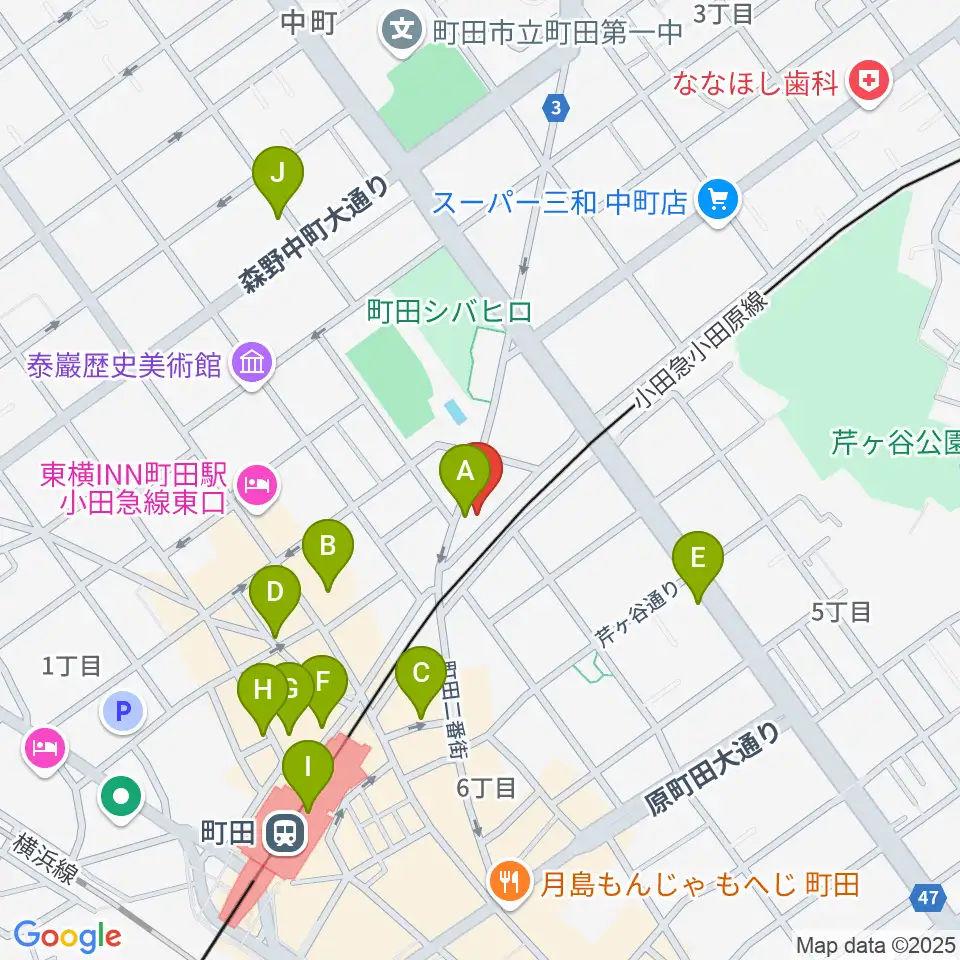 町田The Play House周辺のコンビニエンスストア一覧地図