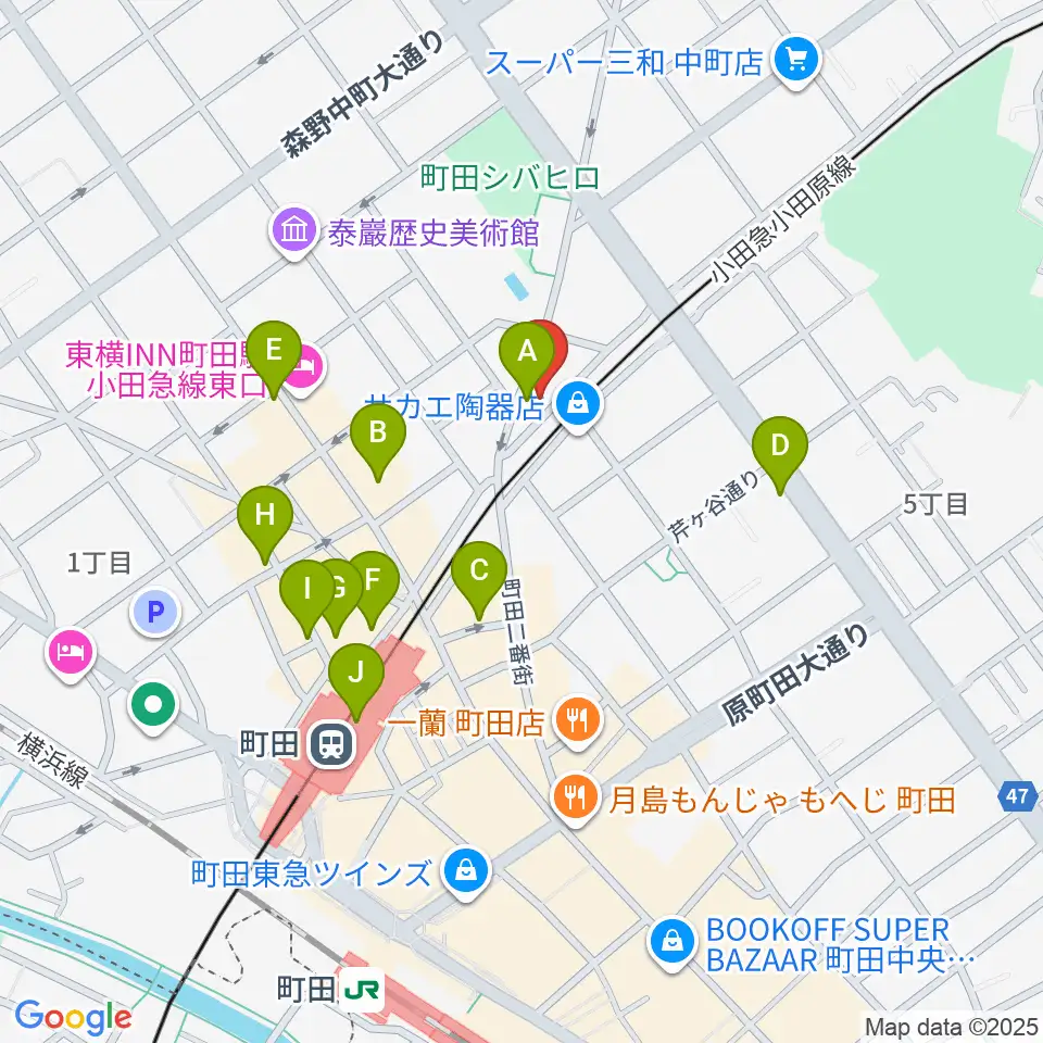 町田The Play House周辺のコンビニエンスストア一覧地図