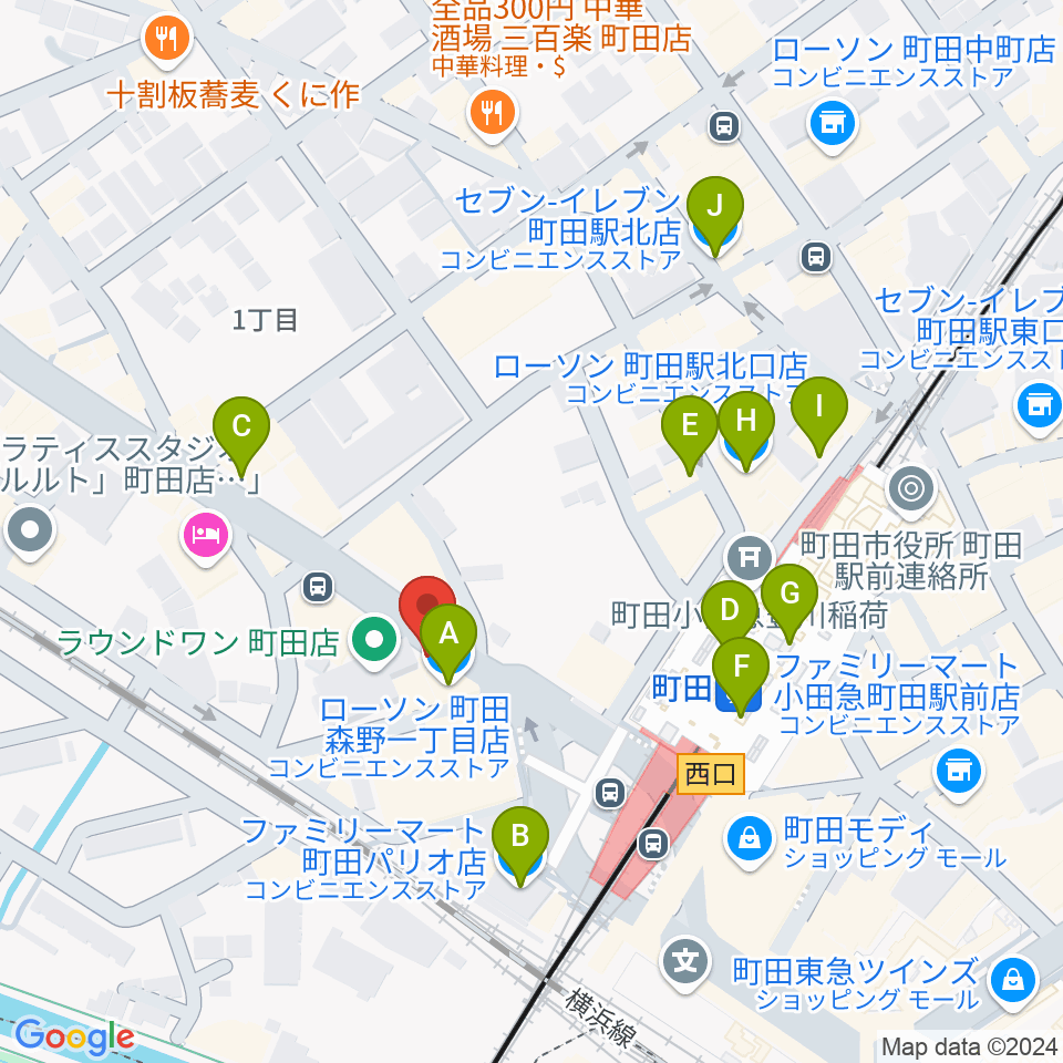 町田ニカズ周辺のコンビニエンスストア一覧地図