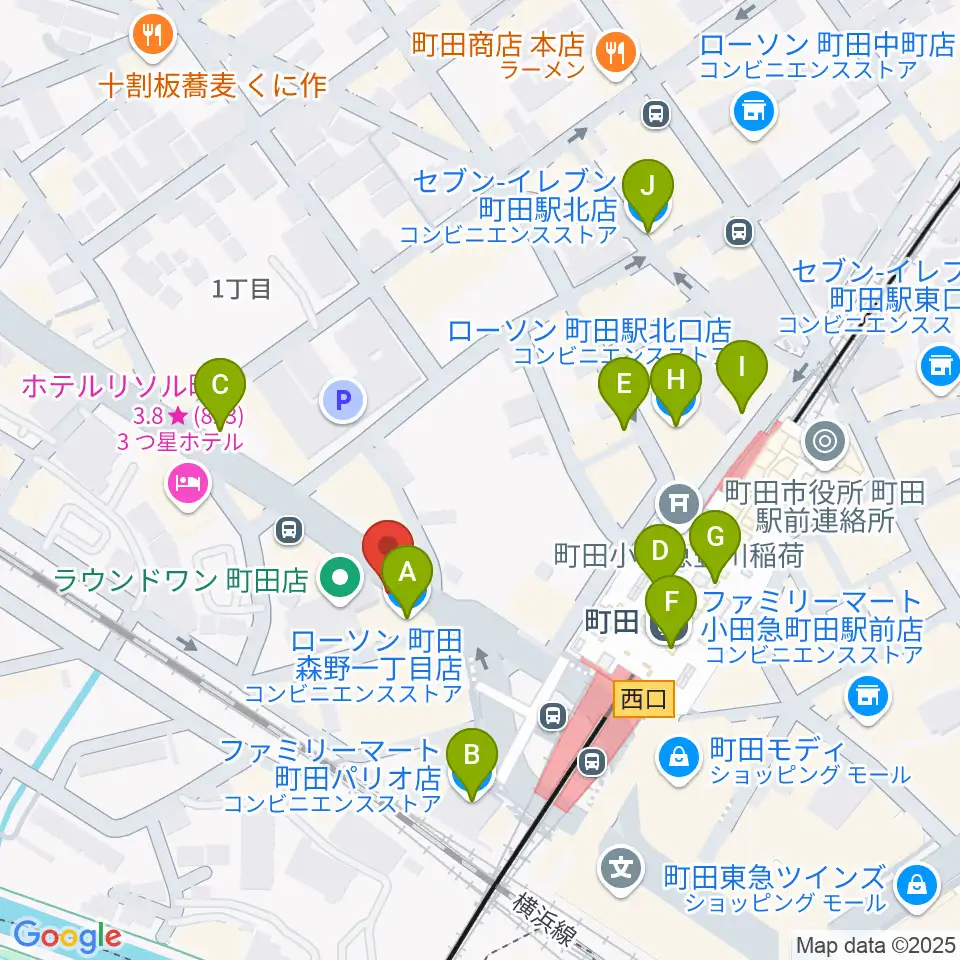 町田ニカズ周辺のコンビニエンスストア一覧地図