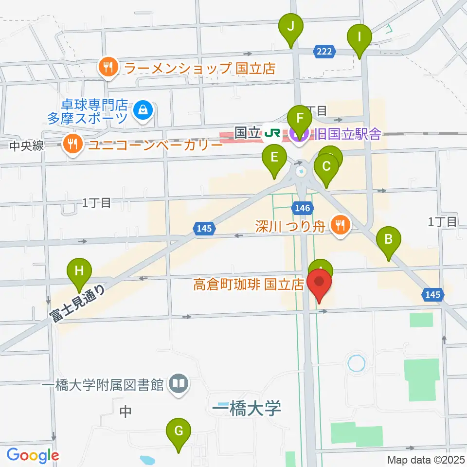国立 地球屋周辺のコンビニエンスストア一覧地図