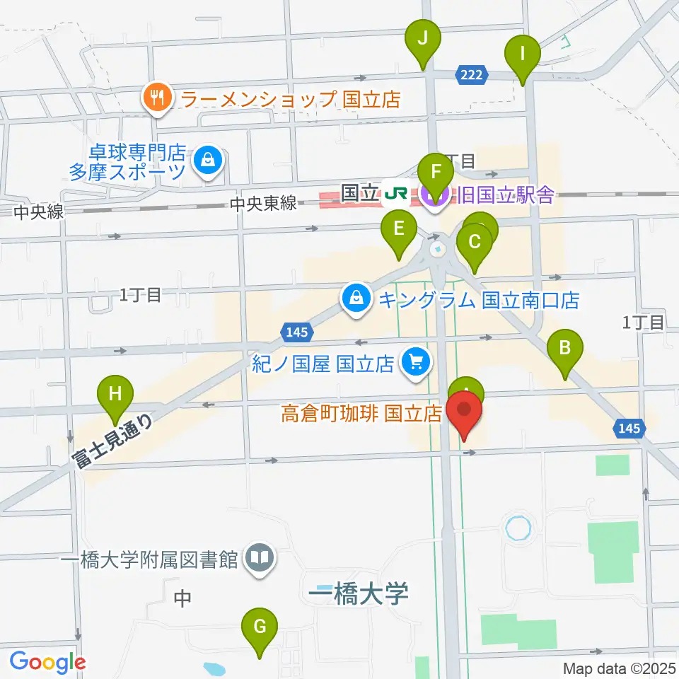 国立 地球屋周辺のコンビニエンスストア一覧地図