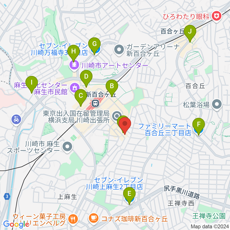 新百合ヶ丘チットチャット周辺のコンビニエンスストア一覧地図