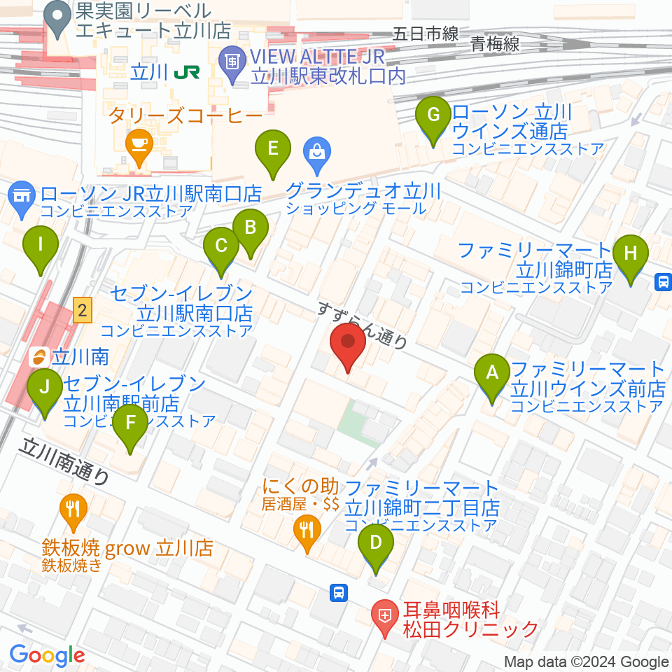 立川Heart Beat周辺のコンビニエンスストア一覧地図