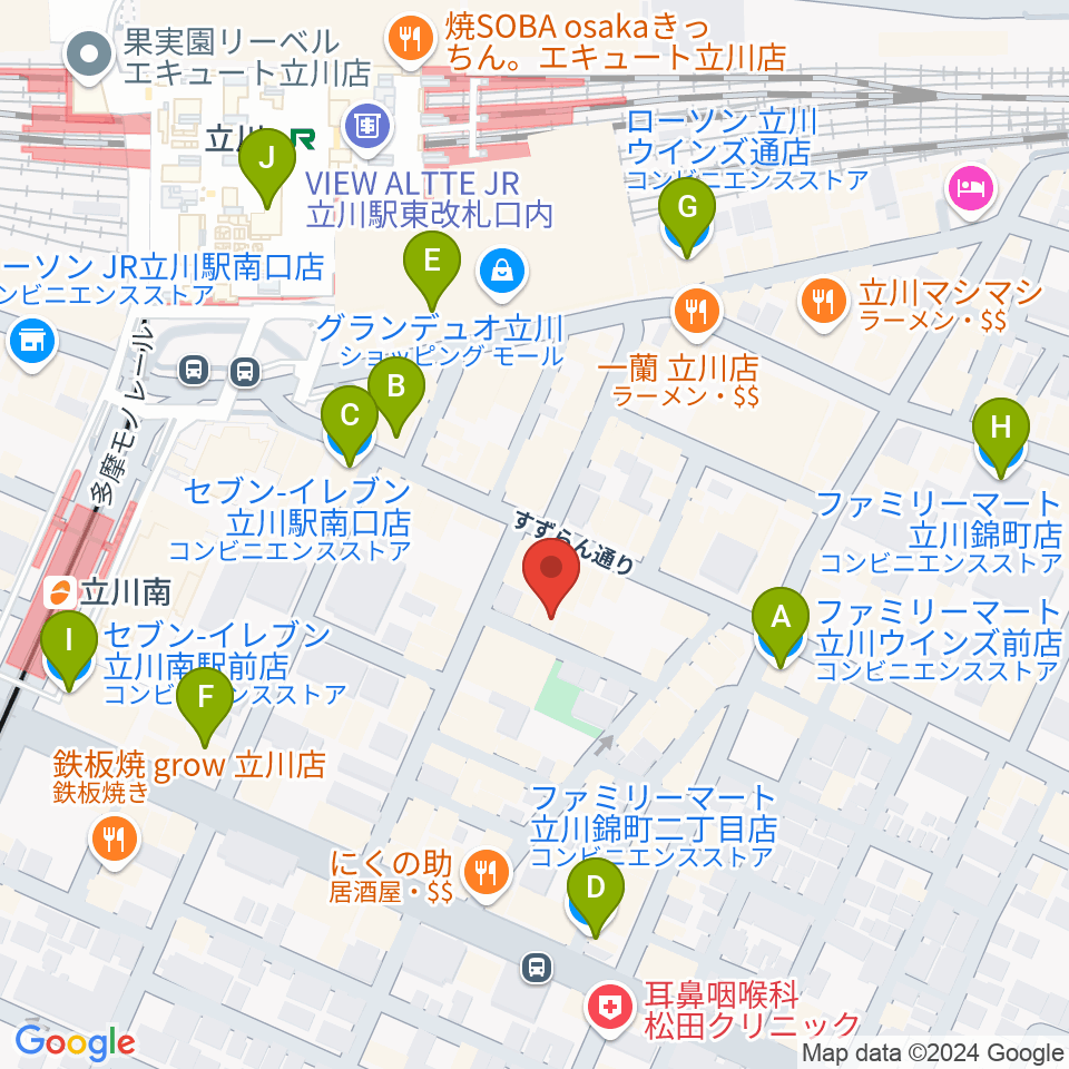 立川Heart Beat周辺のコンビニエンスストア一覧地図