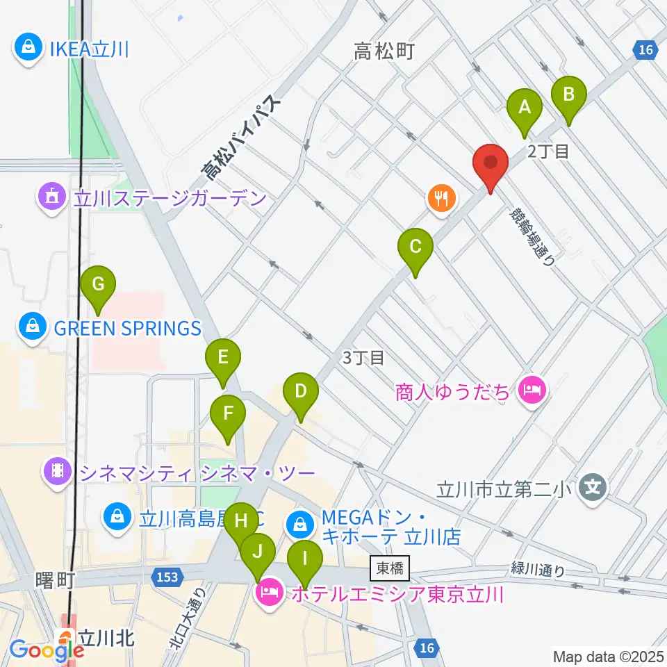 立川CRAZY JAM周辺のコンビニエンスストア一覧地図