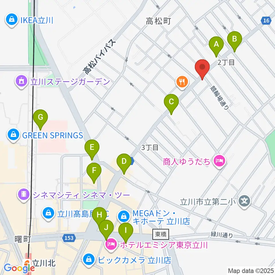 立川CRAZY JAM周辺のコンビニエンスストア一覧地図