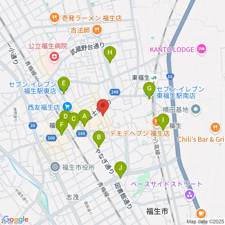 福生チキンシャック周辺のコンビニエンスストア一覧地図