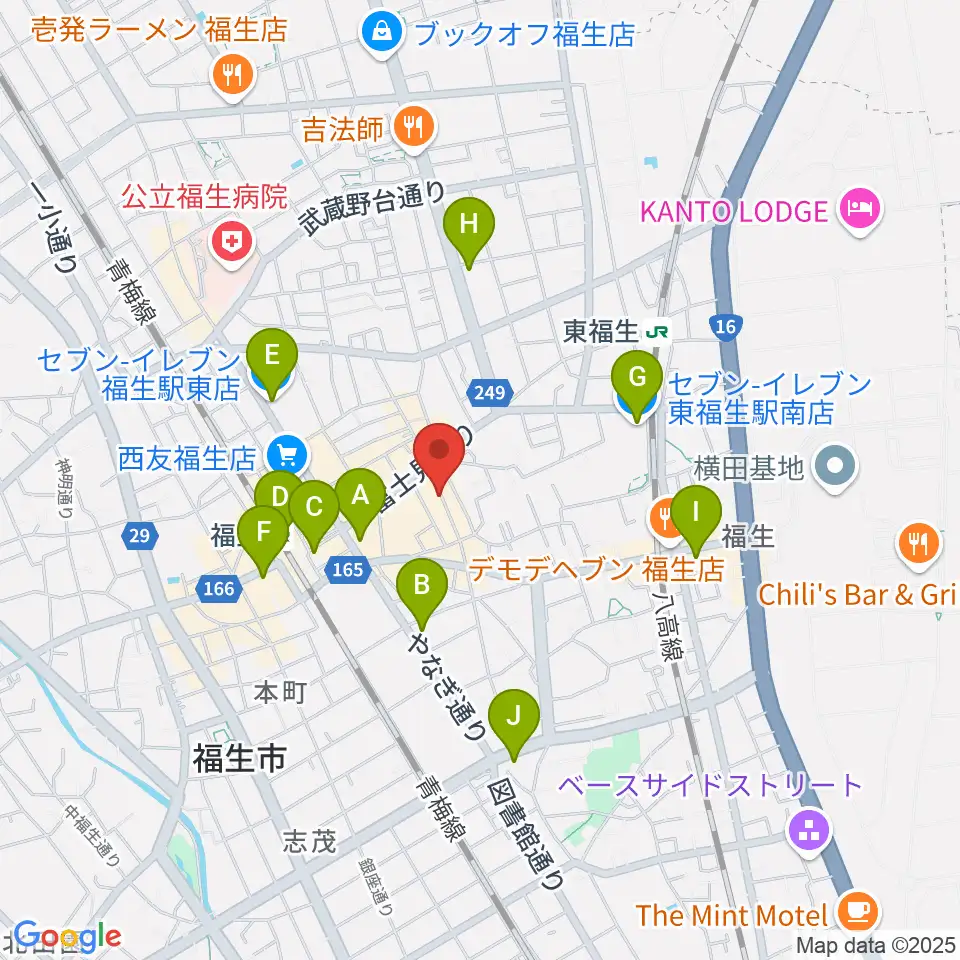 福生チキンシャック周辺のコンビニエンスストア一覧地図