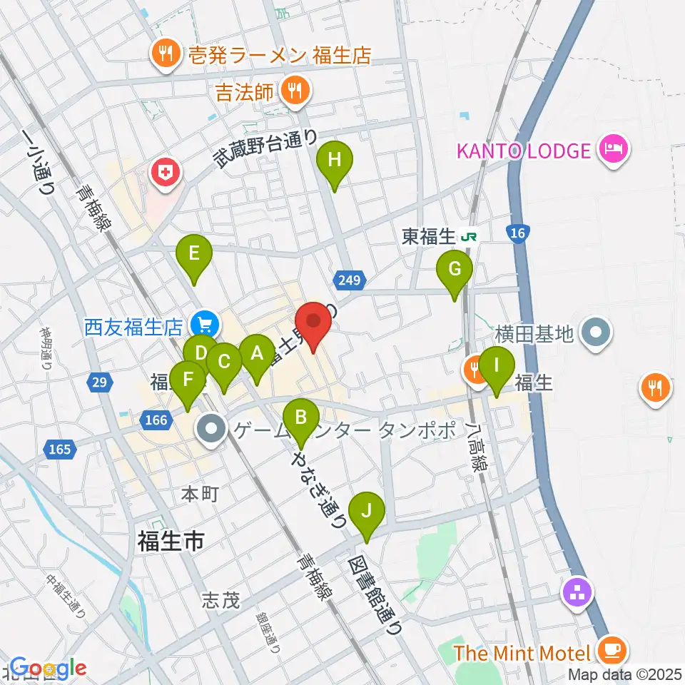 福生チキンシャック周辺のコンビニエンスストア一覧地図
