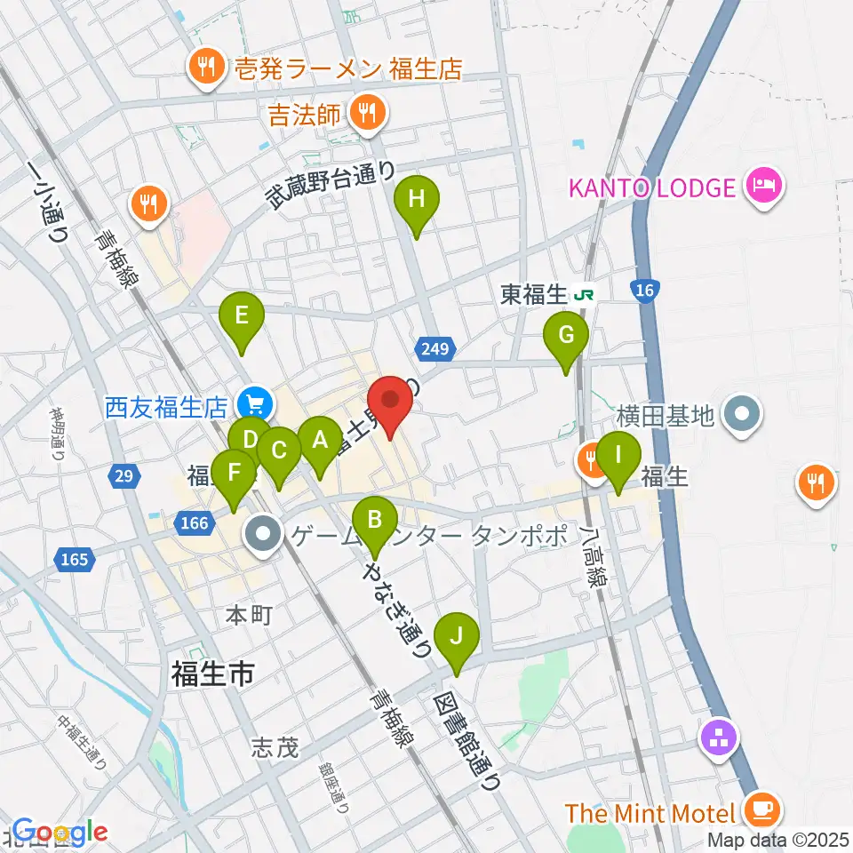 福生チキンシャック周辺のコンビニエンスストア一覧地図