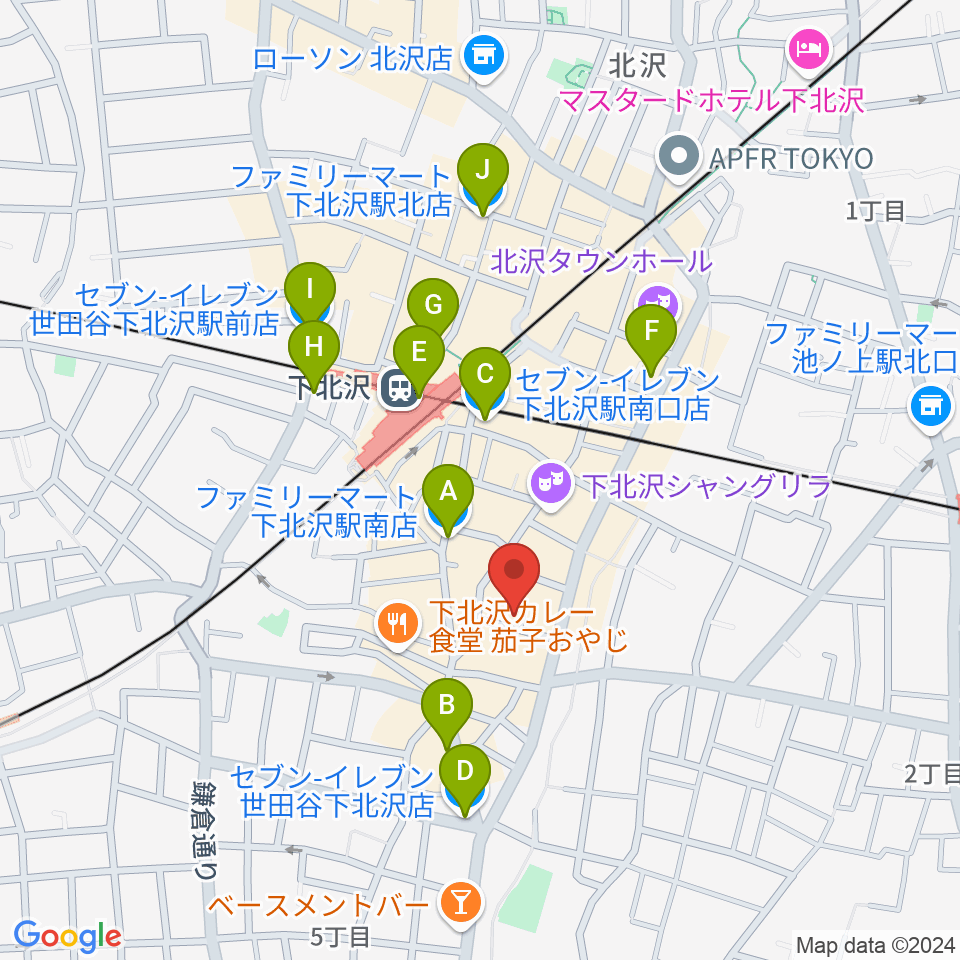 下北沢デイジーバー周辺のコンビニエンスストア一覧地図