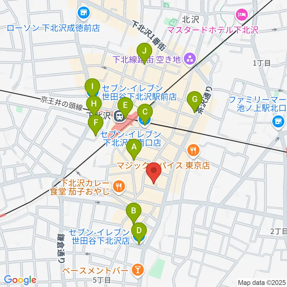 下北沢デイジーバー周辺のコンビニエンスストア一覧地図