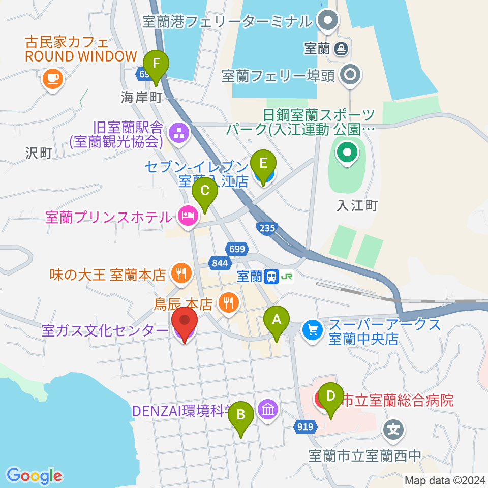 室ガス文化センター周辺のコンビニエンスストア一覧地図