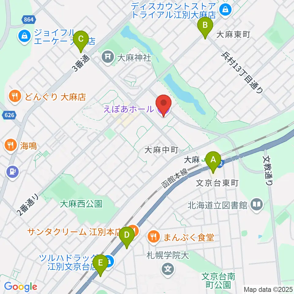 えぽあホール周辺のコンビニエンスストア一覧地図